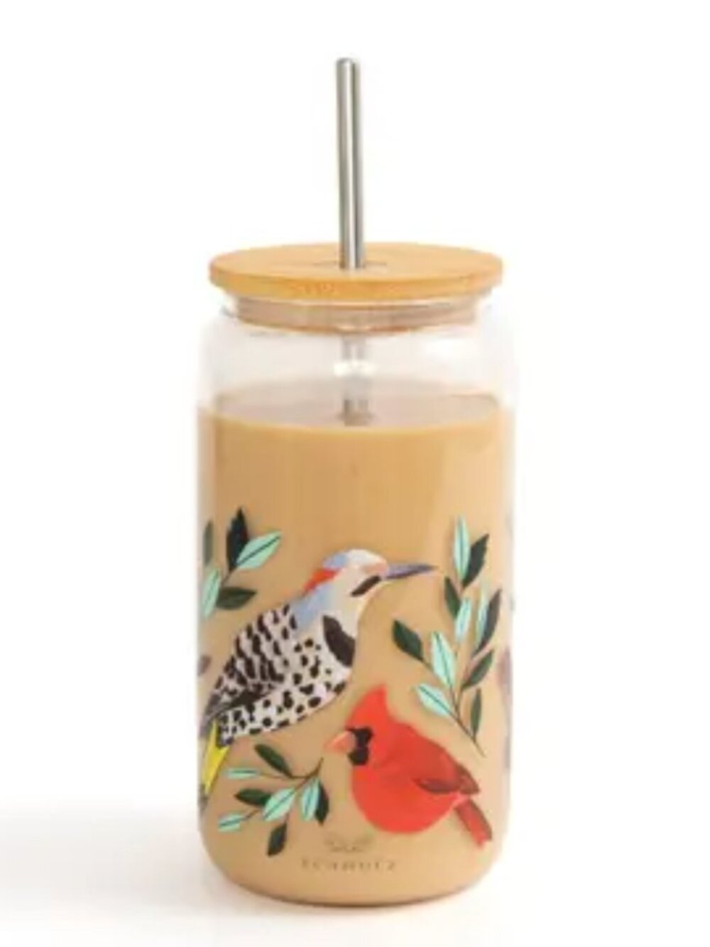 Feathered Friends Birds Glass Can NWT